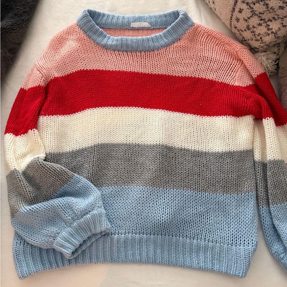 Elodie Multicolor Striped Crew Neck Sweater
